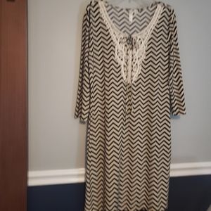 Tacera Chevron Print  Dress Black with Tan Sz XL